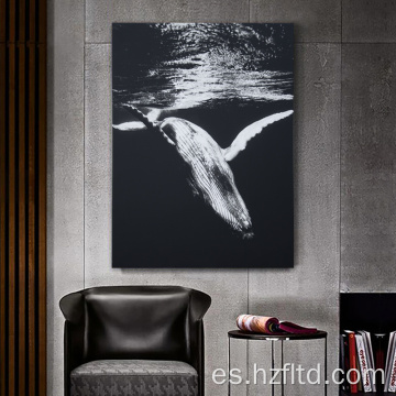 Patrón de ballenas Pintura de marco de madera para sala de estar